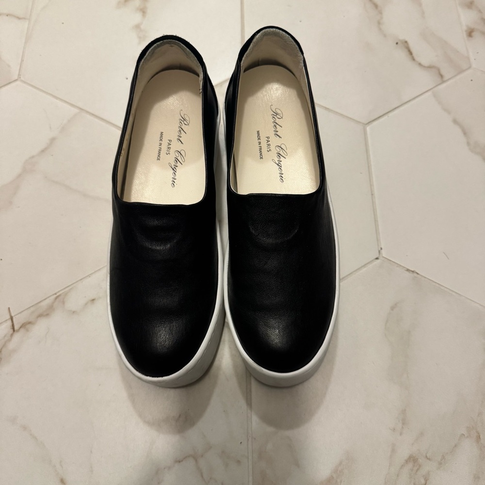 Robert Clergerie Black and White Slip-On Sneakers